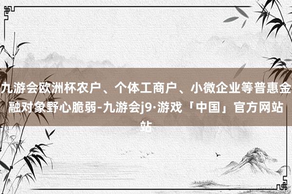 九游会欧洲杯农户、个体工商户、小微企业等普惠金融对象野心脆弱-九游会j9·游戏「中国」官方网站