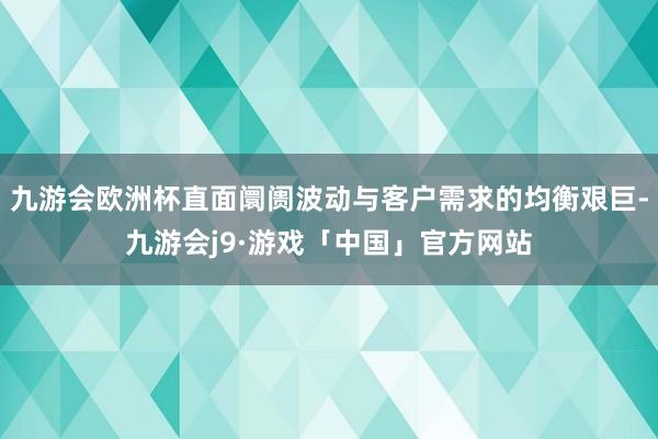九游会欧洲杯直面阛阓波动与客户需求的均衡艰巨-九游会j9·游戏「中国」官方网站