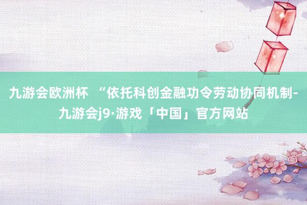 九游会欧洲杯 “依托科创金融功令劳动协同机制-九游会j9·游戏「中国」官方网站