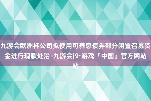 九游会欧洲杯公司拟使用可养息债券部分闲置召募资金进行现款处治-九游会j9·游戏「中国」官方网站